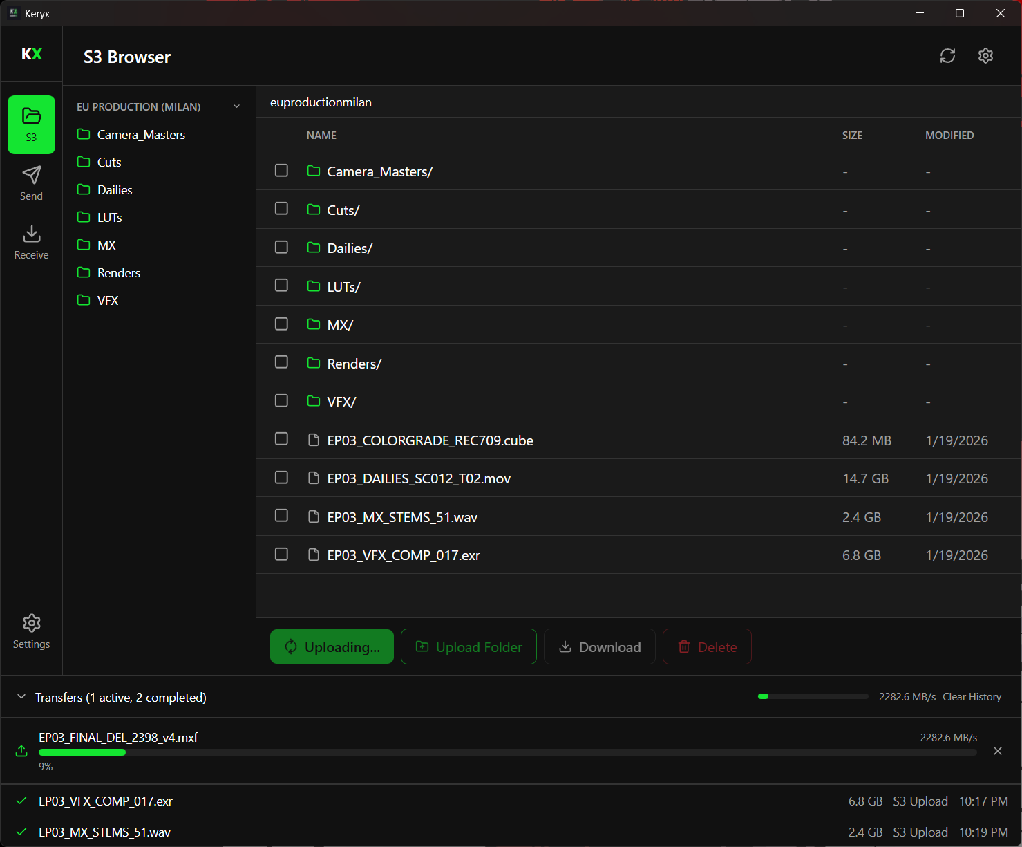 Keryx S3 Browser - Media Production